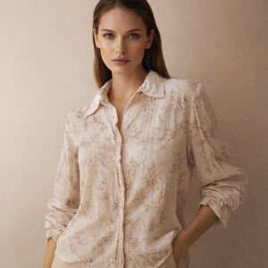 Girl Krazy Cream Floral Button Down Shirt